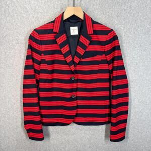 Gap Academy Blazer Navy Blue Red Stripe Womens 0 NWOT